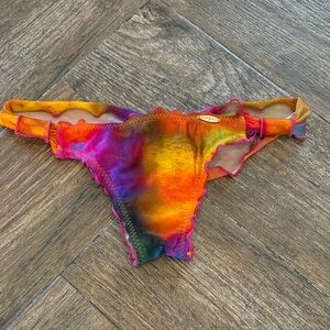 Luli Fama Sunset Tie-Dye Bikini Bottoms - Orange Pink Yellow Purple